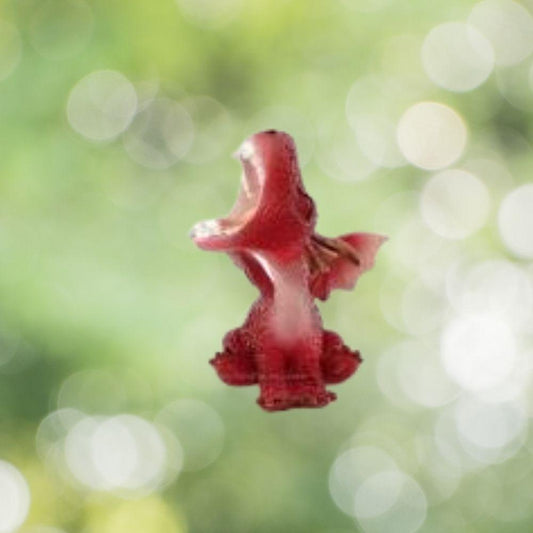 Mini Red Sitting Dragon Roaring.