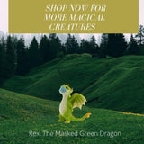 Rex The Green Dragon With A Mask.