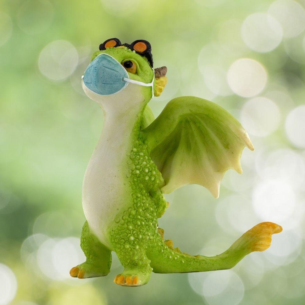 Rex The Green Dragon With A Mask.