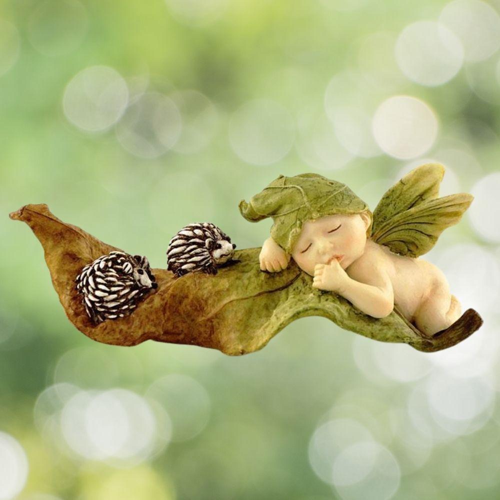 Sleeping Fairy Baby with Hedgehogs.